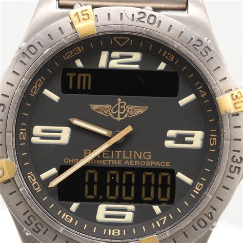 breitling titanium and gold plated aerospace wristwatch|breitling chronometre aerospace watch.